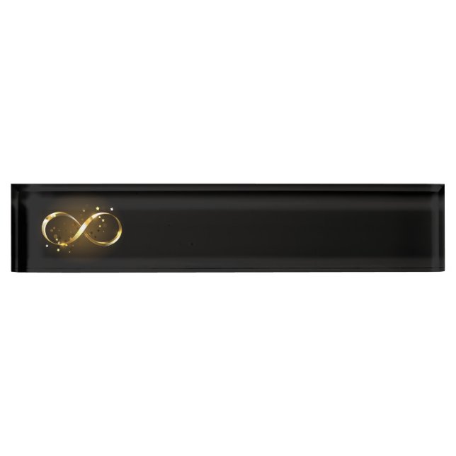 Porte-nom Symbole d'infini doré (Devant)