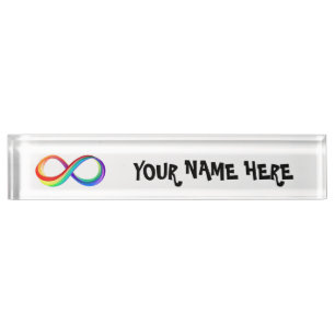 Porte-nom Symbole d'infinité arc-en-ciel stratifié