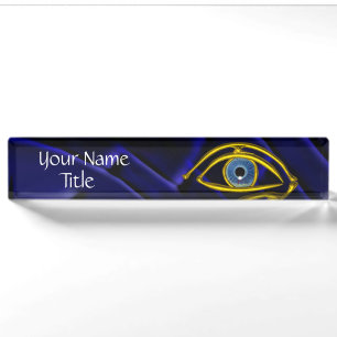 Porte-nom Symbole d'or Oculiste Ophtalmique BLUE EYE Doctor