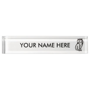 Porte-nom Symbole hibou noir