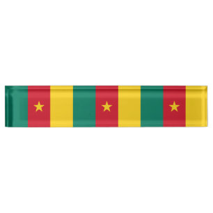 Porte-nom Table patriotique avec Drapeau du Cameroun