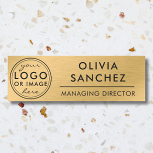 Porte-nom Tag de nom du logo d'entreprise moderne Faux Gold