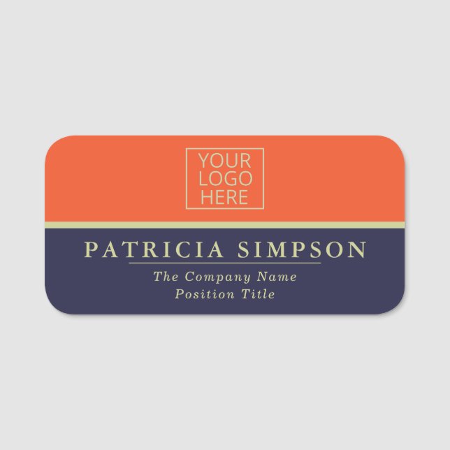 Porte-nom Tangerine Tango Orange et Sapphire Bleu : élégant (Devant)