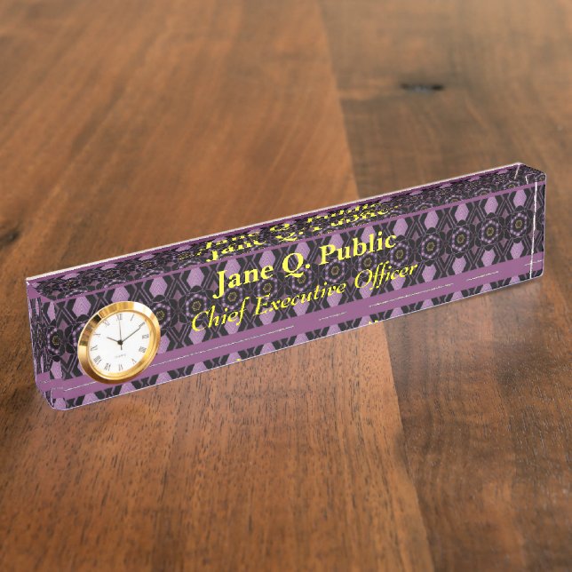 Porte-nom Tapisserie violette Elegance Desk Nameplate (Taille)