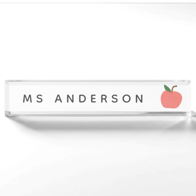 Porte-nom Teacher Apple | Cute Classe de fruits graphiques m (Devant)