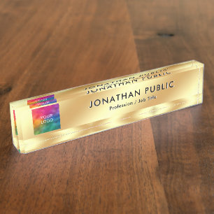 Porte-nom Téléchargez votre logo professionnel Elegant Gold