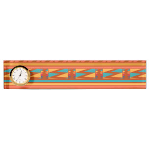 Porte-nom Terracotta Abstrait Aztec Tribal Print Motif