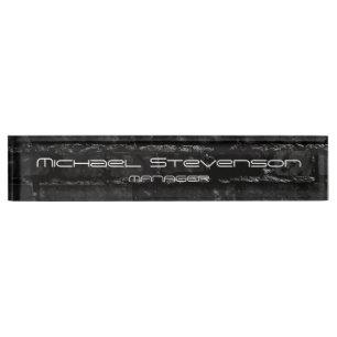 Porte-nom Texte de Personnaliser noir - Modèle professionnel
