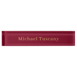 Porte-nom Texte minimaliste tendance Burgundy Gold Professio