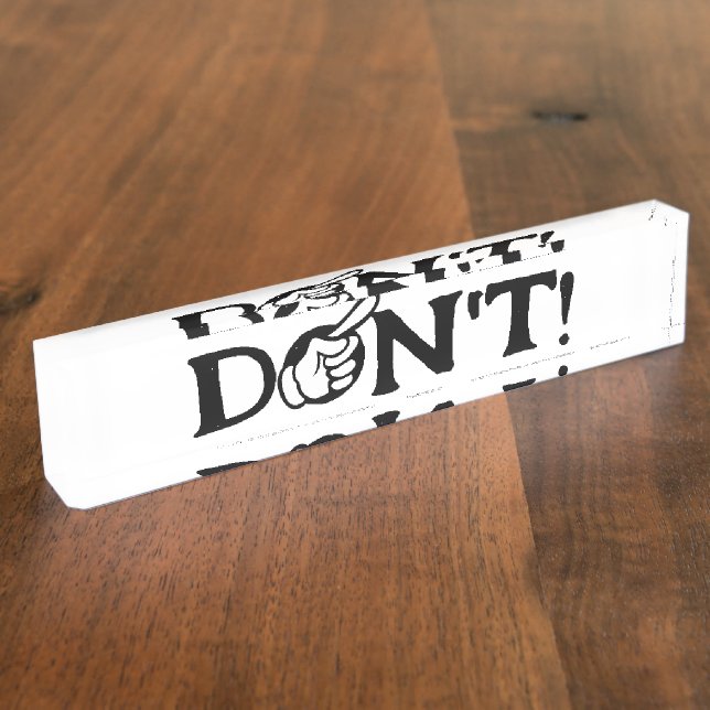 Porte-nom Texte "NE PAS" Avec Doigt (Taille)