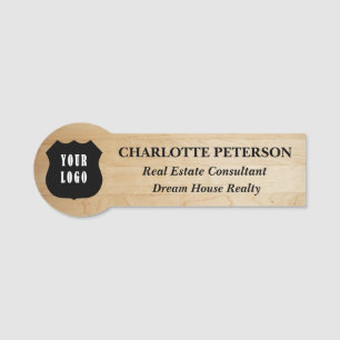 Porte-nom Texture en bois Realtor personnalisé ou logo immob