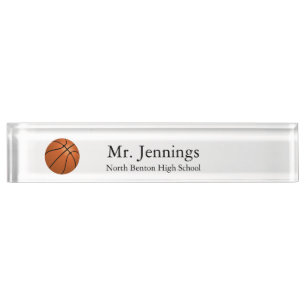 Porte-nom Thème de basket-ball personnalisé pour les enseign