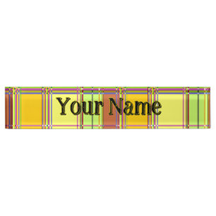 Porte-nom Tissu coloré des Caraïbes Madras Tartan