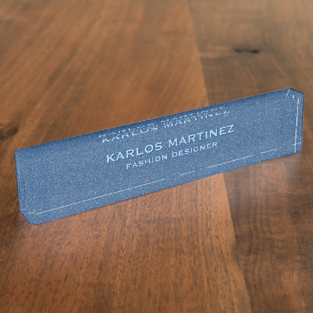 Porte-nom Tissu en denim bleu (Taille)