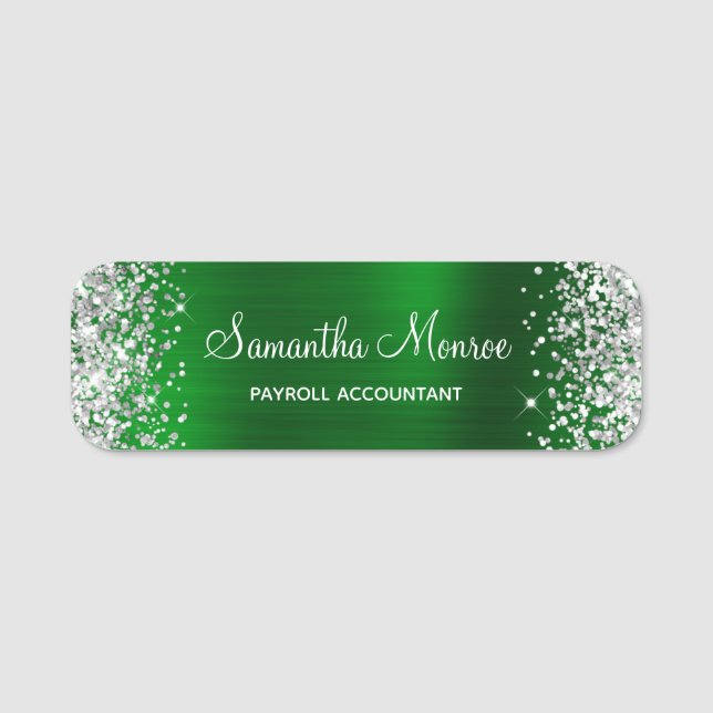 Porte-nom Titre de nom de feuille d'aluminium vert émeraude  (Devant)