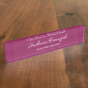Porte-nom Titre de poste élégant magenta bordeaux pour entre