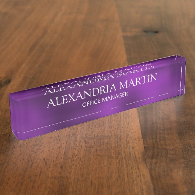 Porte-nom Titre de poste moderne violet Nom Poste (Taille)