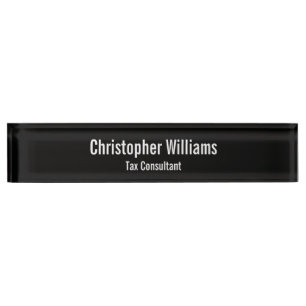 Porte-nom Titre du bureau exécutif noir et blanc élégant