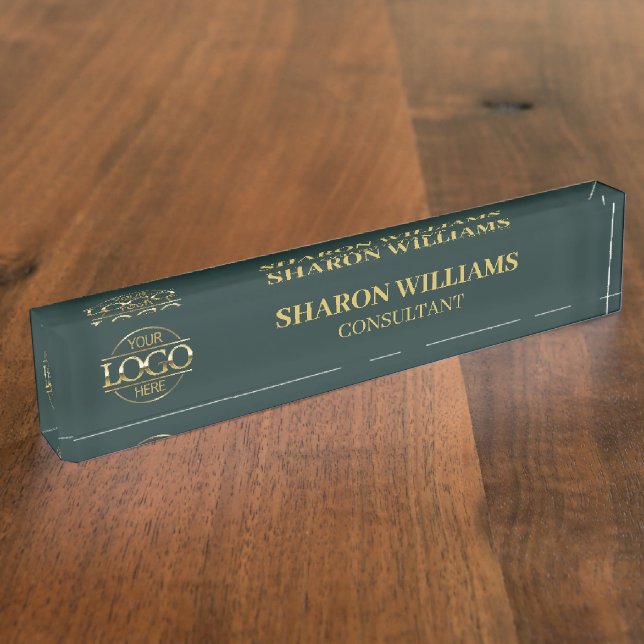 Porte-nom Titre du bureau moderne professionnel Dark Green G (Taille)