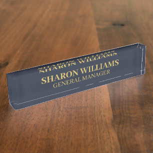 Porte-nom Titre du bureau professionnel Classy Marine Blue &