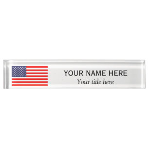Porte-nom Titre du nom personnalisé drapeau patriotique am