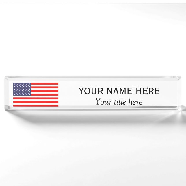 Porte-nom Titre du nom personnalisé drapeau patriotique amér (Devant)