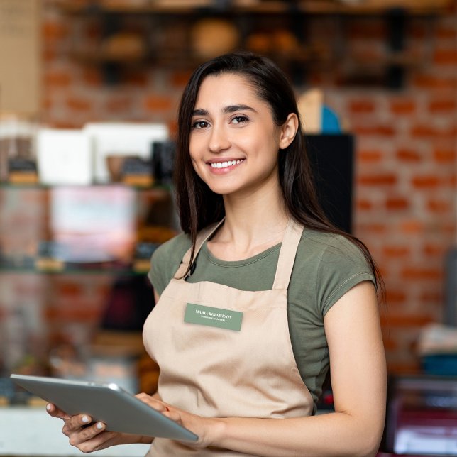 Porte-nom Titre du travail employé (Botanical green business name tag. )