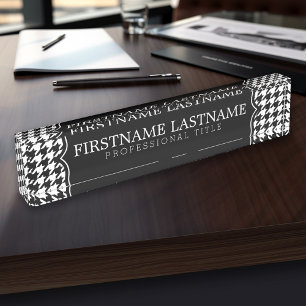 Porte-nom Titre nommé fait sur commande de motif blanc noir