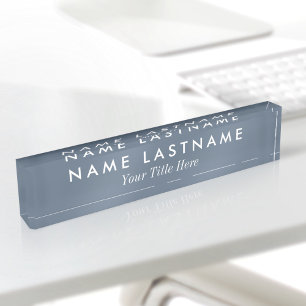 Porte-nom Titre personnalisé simple moderne bleu poussiéreux