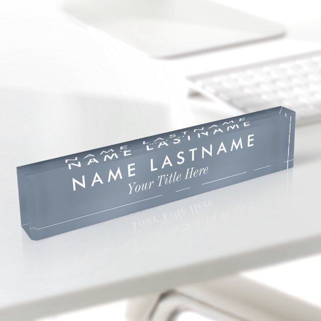 Porte-nom Titre personnalisé simple moderne bleu poussiéreux (Créateur téléchargé)