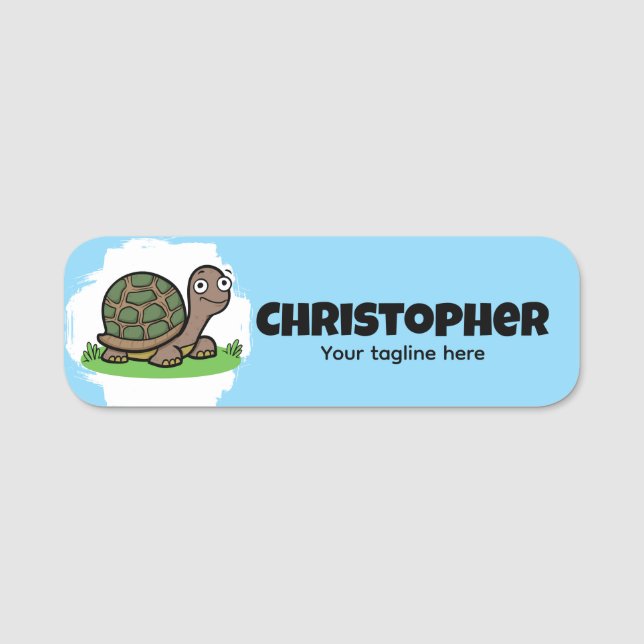 Porte-nom Tortoise Cute Personnalisée (Devant)