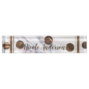 Porte-nom Touche de rose gold Marbre Bronze Cuivre Fillettes