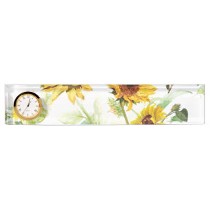Porte-nom Tournesol d'aquarelle