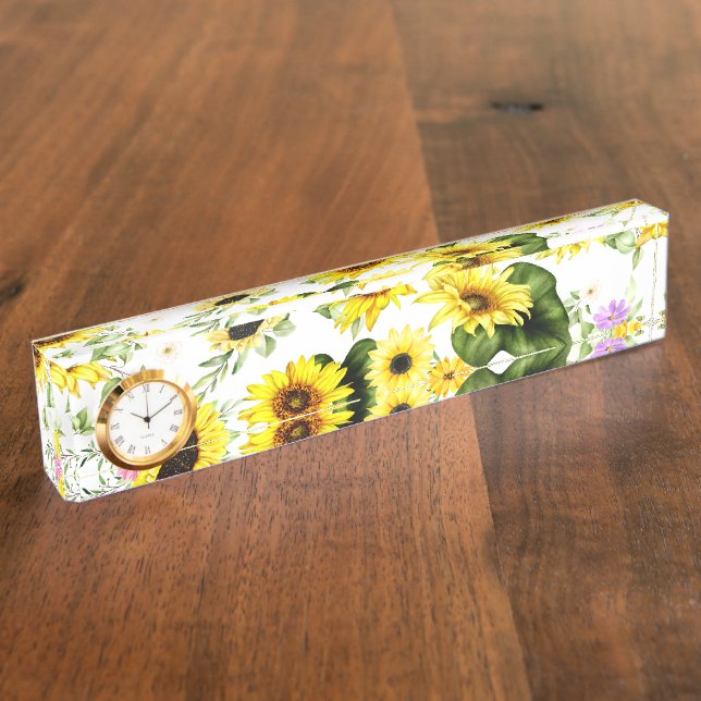 Porte-nom Tournesol d'aquarelle 7 (Taille)