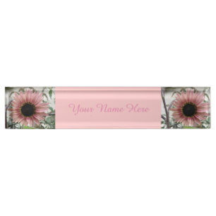 Porte-nom Tournesol rose pâle