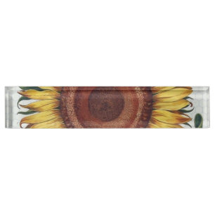 Porte-nom Tournesol Vintage Damas Fleur Art