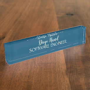 Porte-nom Trend Color Turquoise Blue Desk Nom Plate