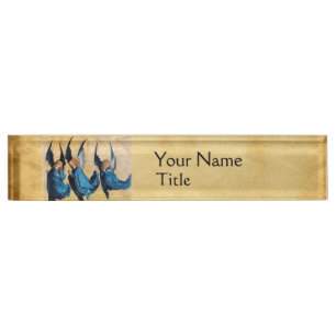 PORTE-NOM TROIS ANGELS DE NOËL EN BLEU