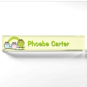 Porte-nom Trois petits hiboux