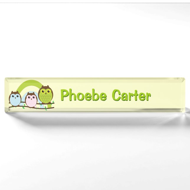 Porte-nom Trois petits hiboux (Devant)