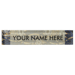 Porte-nom Tulipe Saules Motif Bleu Floral de William Morris