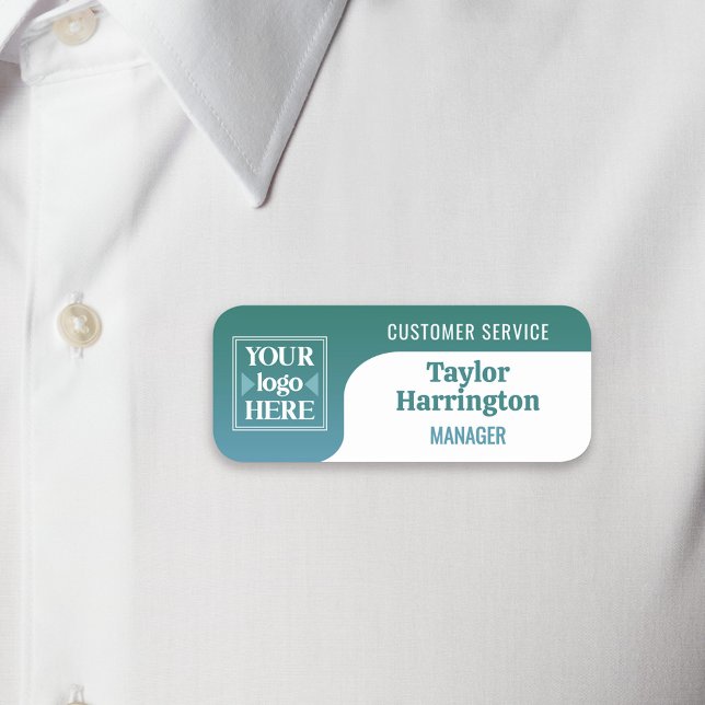 Porte-nom Turquoise Ajouter votre logo Nom et titre de l'emp (Créateur téléchargé)