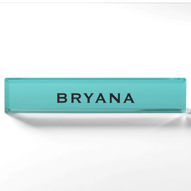 Porte-nom Turquoise Aqua Dipped Moderne bureau personnalisé (Devant)