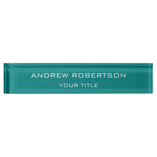 Porte-nom Turquoise bleu clair élégant minimaliste simple