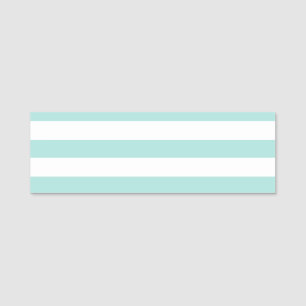 Porte-nom Turquoise Clair et Blanc Larges Rayures Horizontal