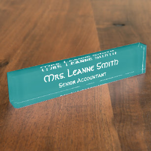 Porte-nom Turquoise et blanc
