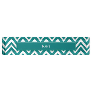 Porte-nom Turquoise et blanc Motif Chevron