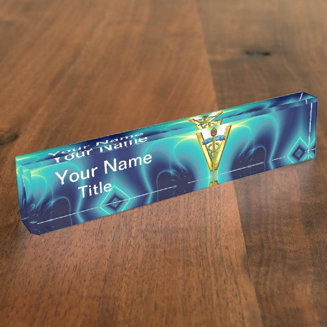Porte-nom Turquoise VÉTÉRINAIRE de bleu de SYMBOLE de (Taille)