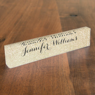 Porte-nom Typographie du script noir Gold Faux Parties scint