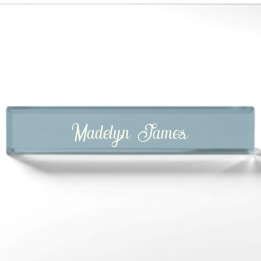 Porte-nom Typographie Élégante Chic Bleu Poussiéreux Personn